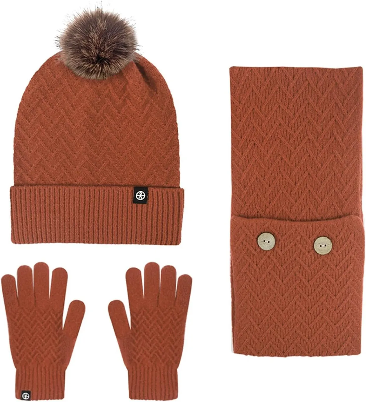 Men Women Winter Hat Warmer Scarf Touchscreen Gloves Set Warmer Neck Thick Knit Hat Set Scarf Gloves Set Men