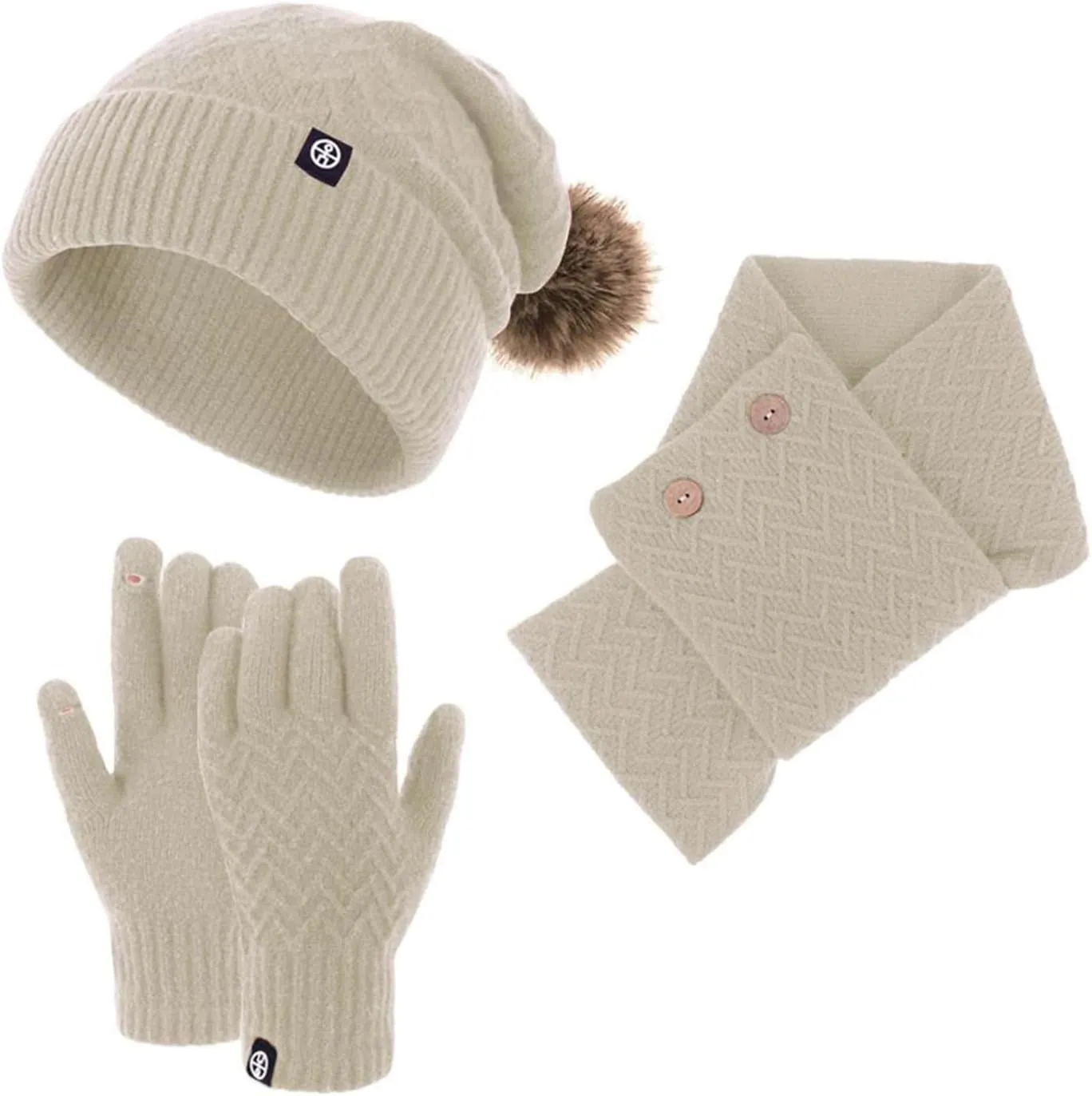 Men Women Winter Hat Warmer Scarf Touchscreen Gloves Set Warmer Neck Thick Knit Hat Set Scarf Hat Set Men