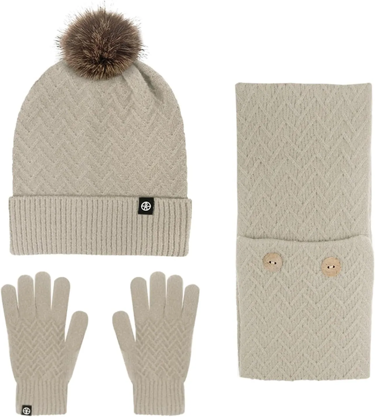 Men Women Winter Hat Warmer Scarf Touchscreen Gloves Set Warmer Neck Thick Knit Hat Set Scarf Hat Set Men