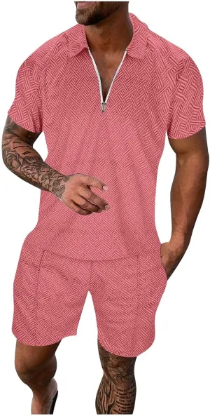 Mens 2 Piece Sets Outfits Summer Short Sleeve Shirt and Shorts Tracksuits Set Hawaiian Beach Wear Vacation Outfit Breathable Comfy