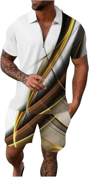 Mens 2 Piece Sets Outfits Summer Short Sleeve Shirt and Shorts Tracksuits Set Hawaiian Beach Wear Vacation Outfit Nursing Tank Tops