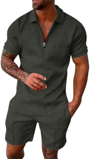 Men's 2 Pieces Short Sets Tropical Print T Shirts Short Sleeve Casual Beach Shorts Summer Yoga Outfits Tracksuits Travel Holiday Clothes