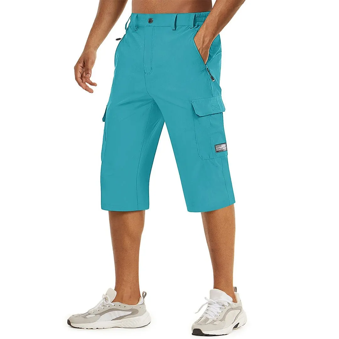 Men's 3/4 Quick-dry Cargo Capri Pants Zipper Pockets