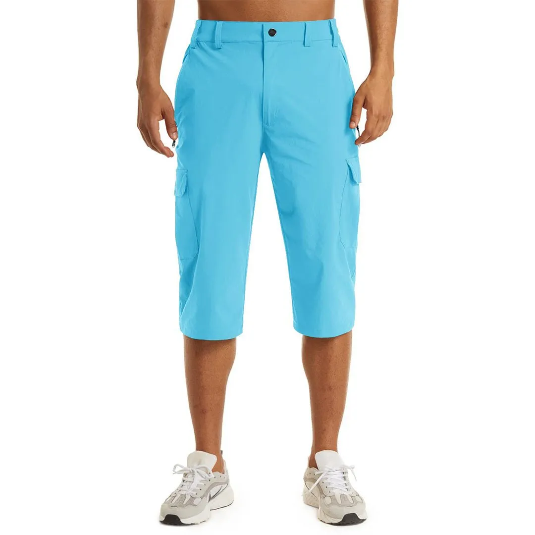 Men's 3/4 Quick-dry Cargo Capri Pants Zipper Pockets