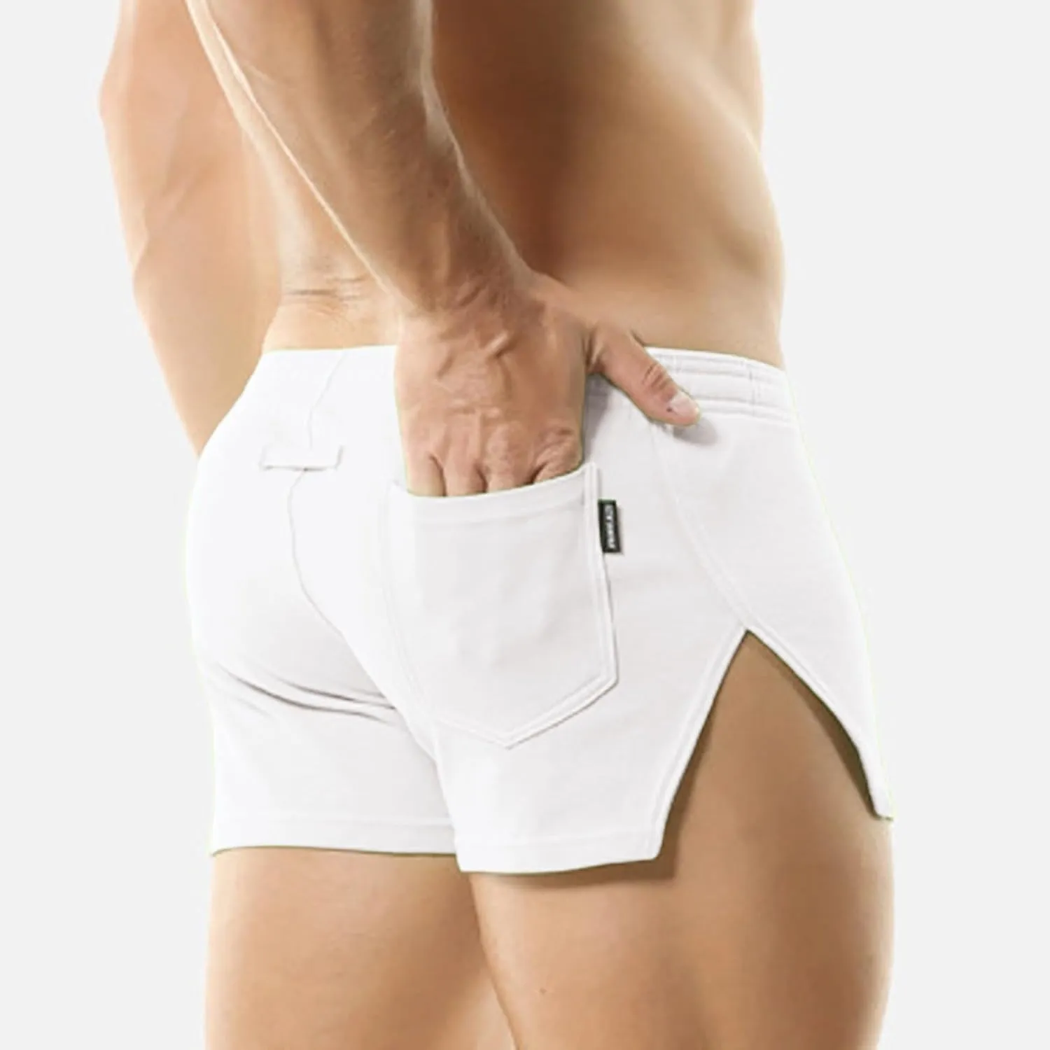 Men's 3" Boxer Shorts with Split Side Lounge Sleep Shorts Breathable Cotton Activewear for Workout Casual Wear