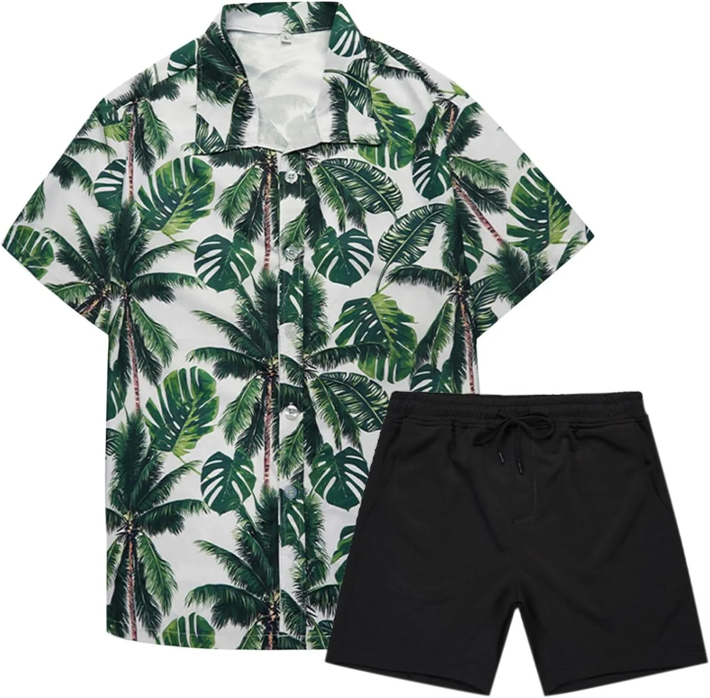 Mens Activewear Shirts Tees Men's Hawaiian Shirts and Shorts Set Fashion Tropical Print Short Sets Tracksuit Loose Fit Summer Beach Outfits Baggy Wide Straight Leg