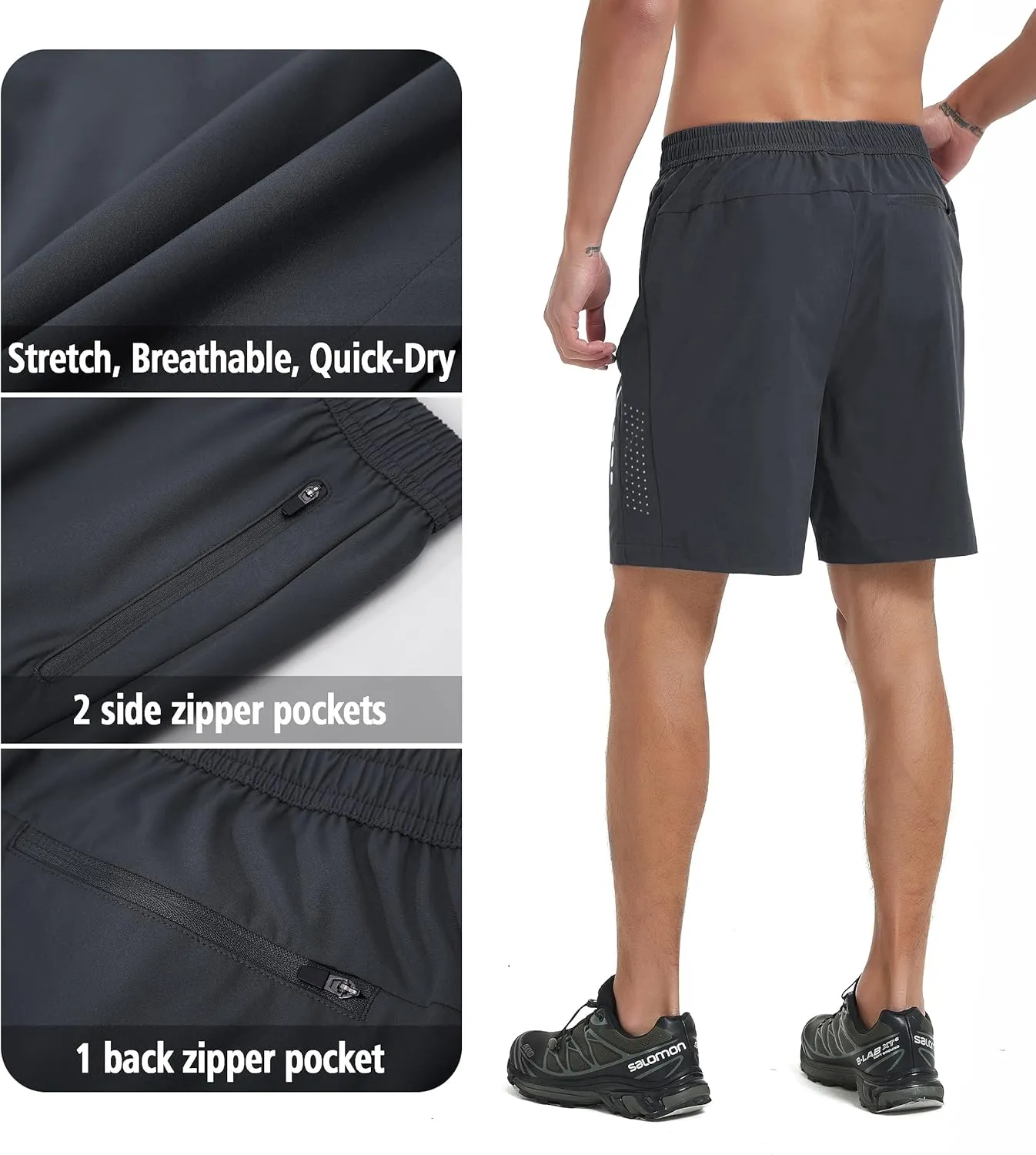 Men's Athletic Running Shorts Quick Dry Workout Gym Shorts 7" Lightweight Sports Active Training Tennis Hiking Shorts