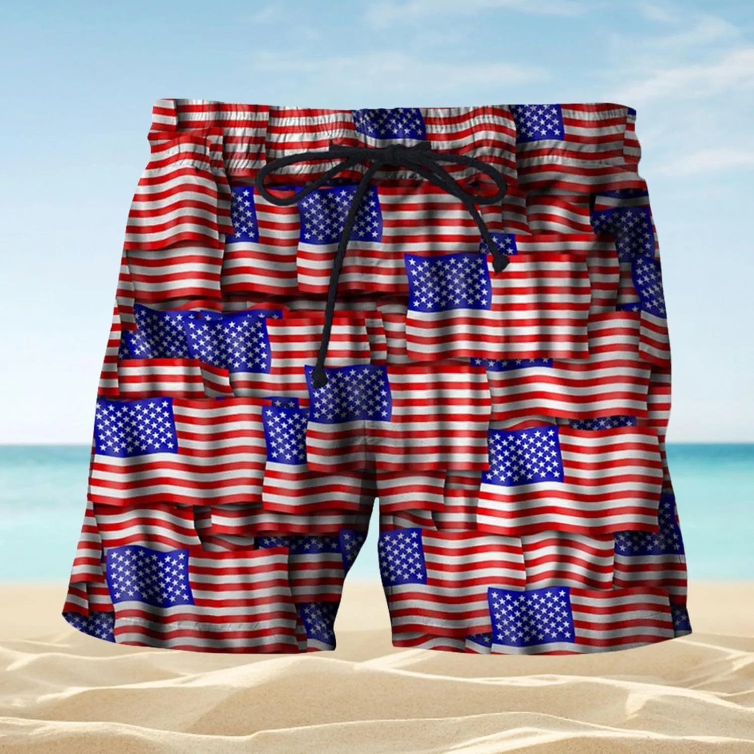 Men's Athletic Shorts Activewear Loose-Fit Breathable Running Workout Gym Shorts with Pockets 4th of July Beer Pants