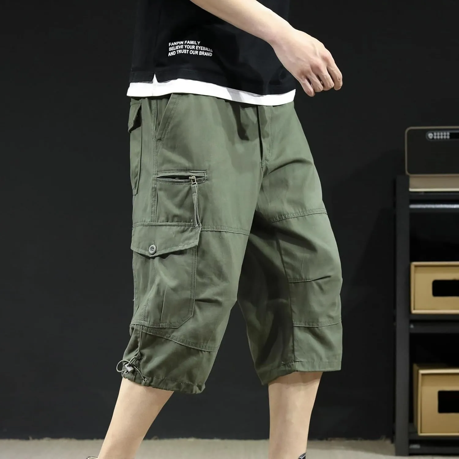 Men's Athletic Shorts Casual Cotton Stretch Drawstring Summer Beach Chino Golf Shorts with Pockets