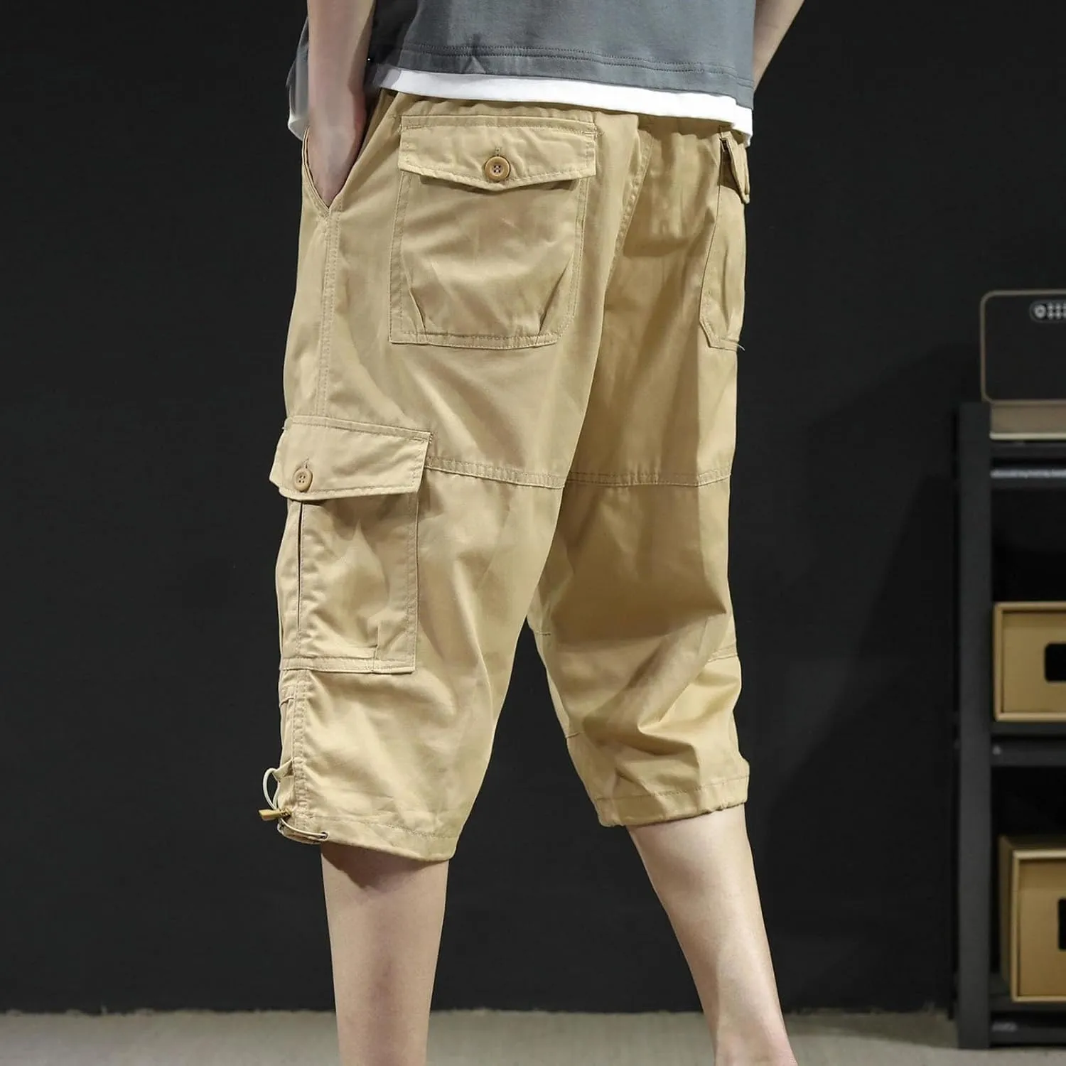 Men's Athletic Shorts Casual Cotton Stretch Drawstring Summer Beach Chino Golf Shorts with Pockets