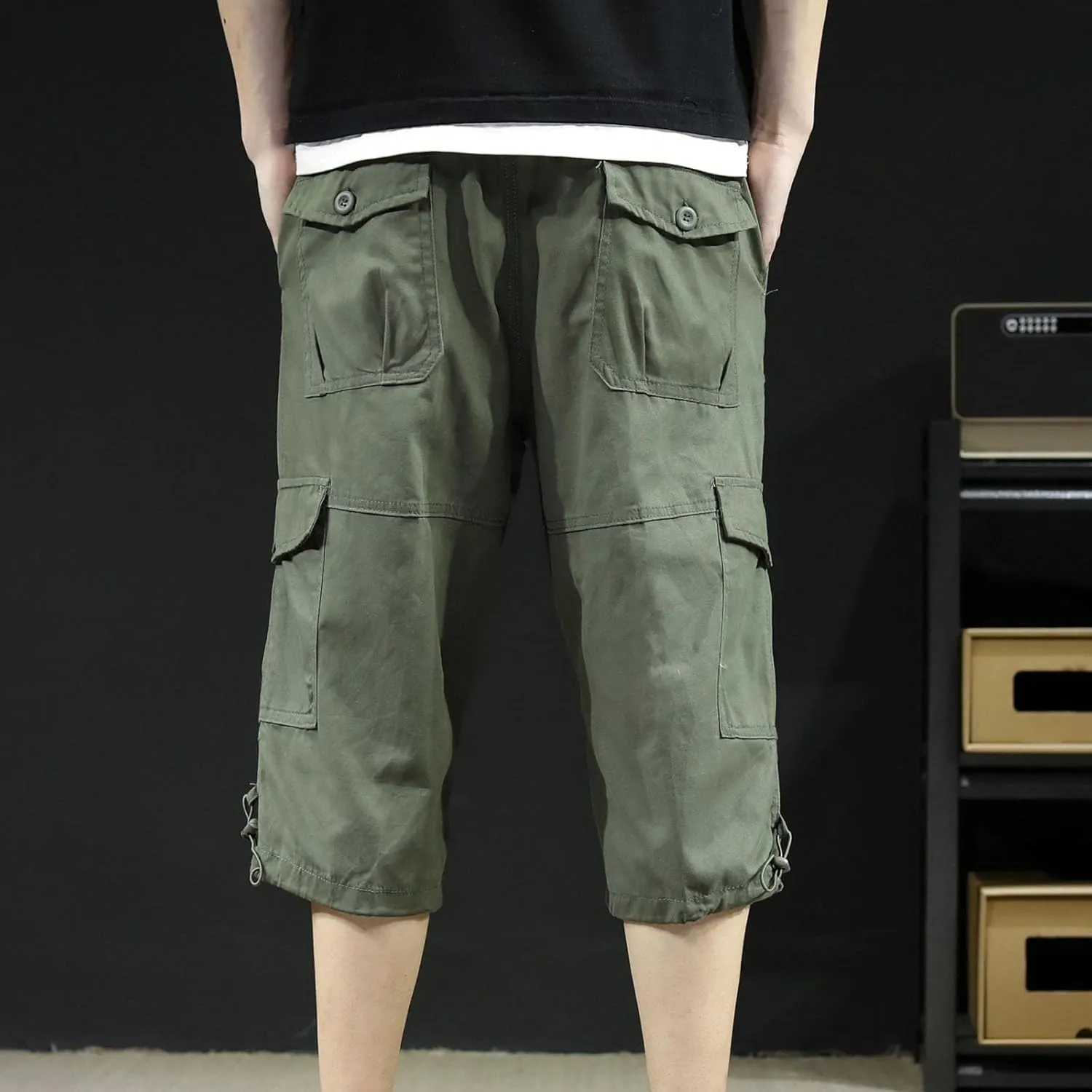 Men's Athletic Shorts Casual Cotton Stretch Drawstring Summer Beach Chino Golf Shorts with Pockets