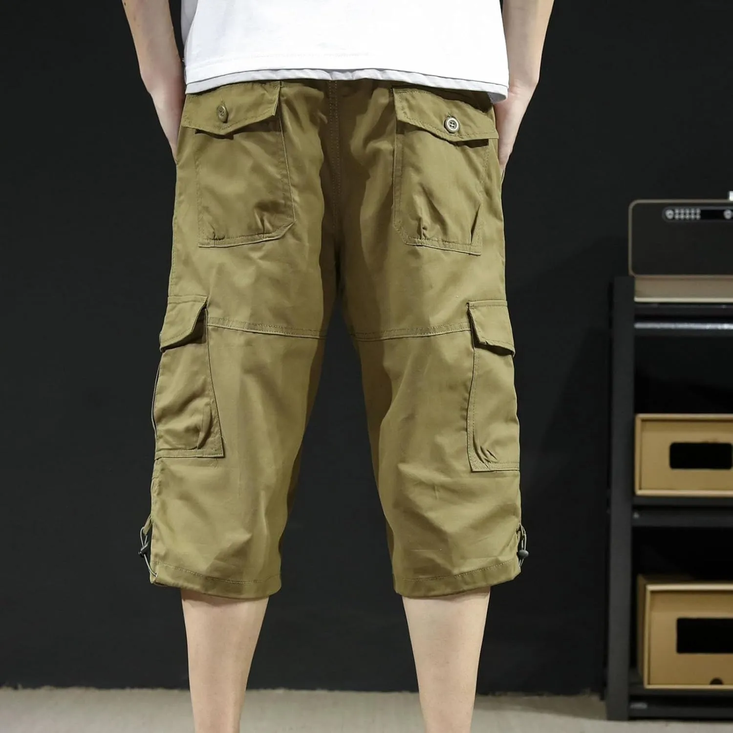 Men's Athletic Shorts Casual Cotton Stretch Drawstring Summer Beach Chino Golf Shorts with Pockets