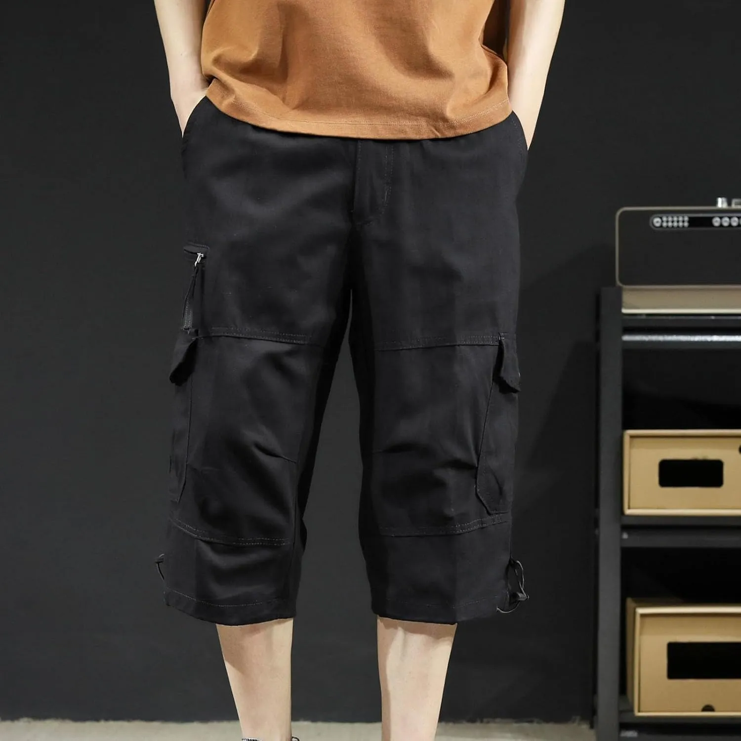 Men's Athletic Shorts Casual Cotton Stretch Drawstring Summer Beach Chino Golf Shorts with Pockets