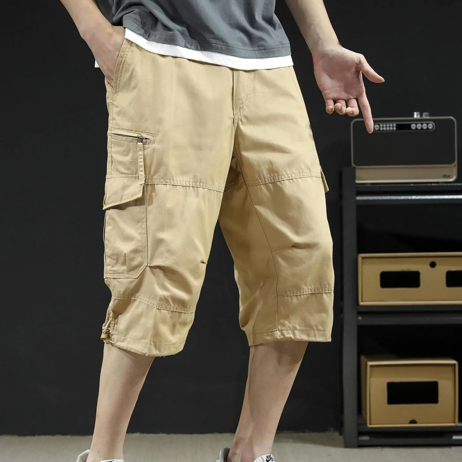Men's Athletic Shorts Casual Cotton Stretch Drawstring Summer Beach Chino Golf Shorts with Pockets