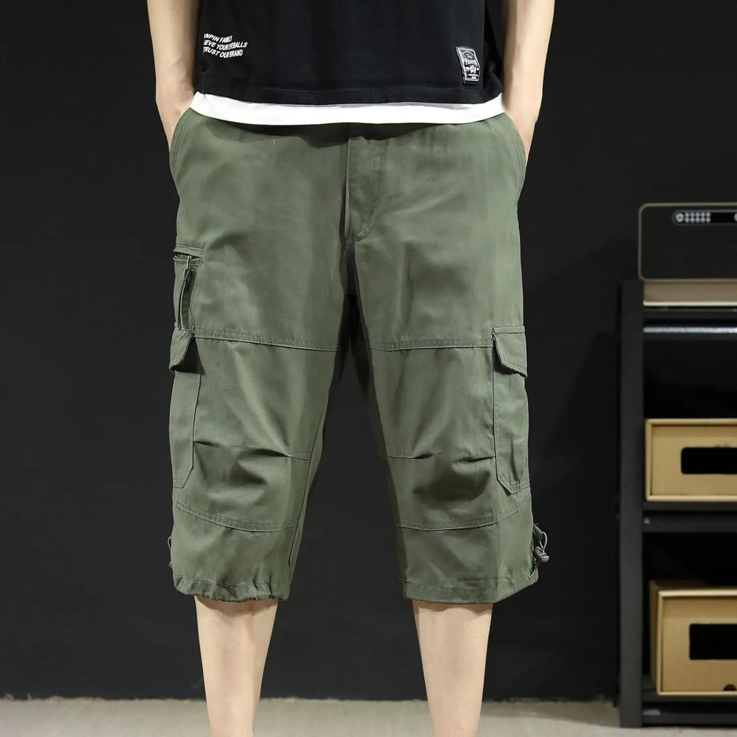 Men's Athletic Shorts Casual Cotton Stretch Drawstring Summer Beach Chino Golf Shorts with Pockets