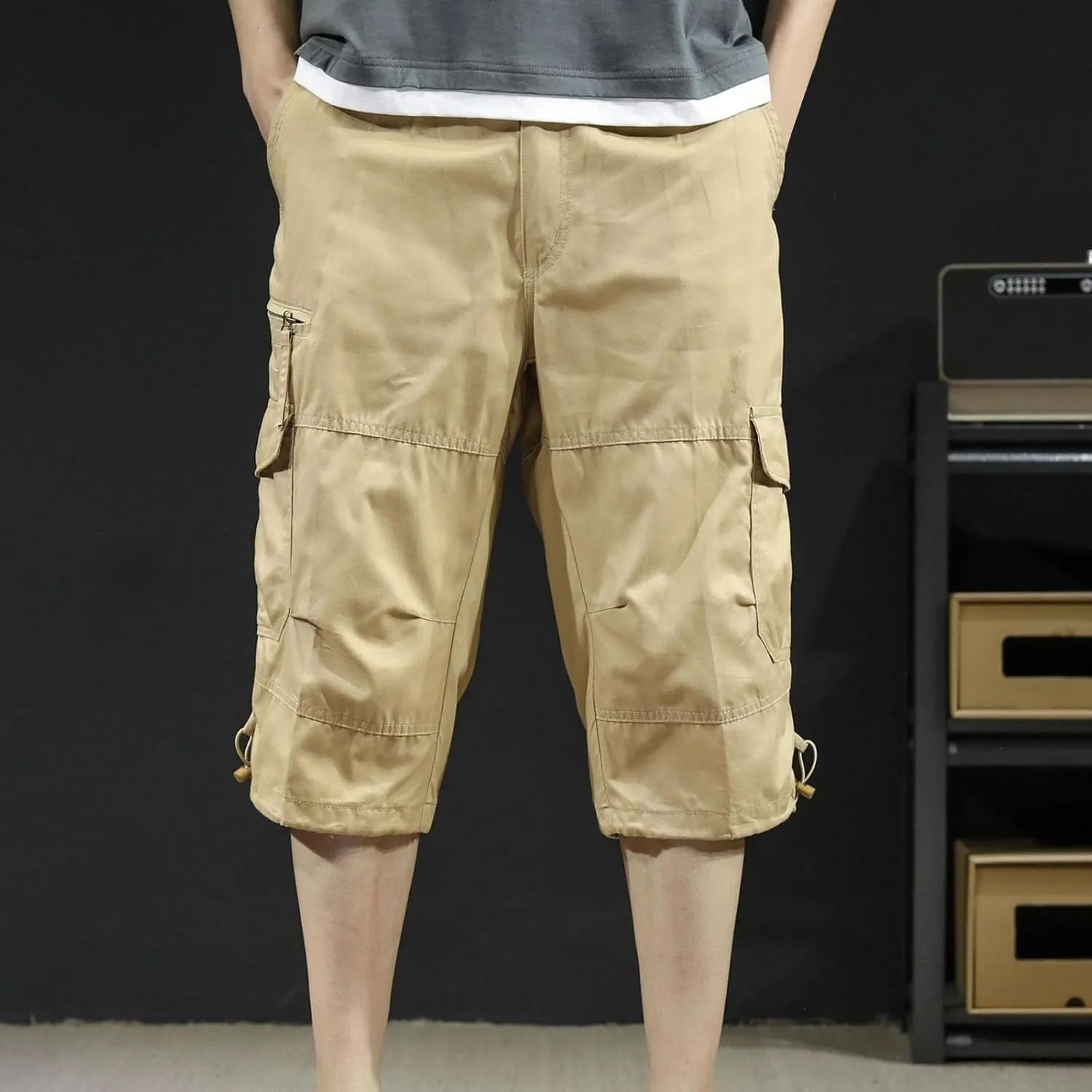 Men's Athletic Shorts Casual Cotton Stretch Drawstring Summer Beach Chino Golf Shorts with Pockets