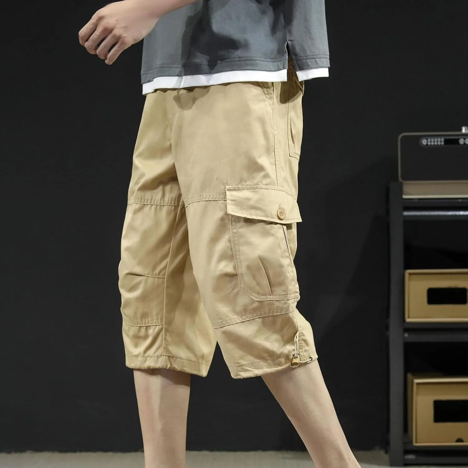Men's Athletic Shorts Casual Cotton Stretch Drawstring Summer Beach Chino Golf Shorts with Pockets