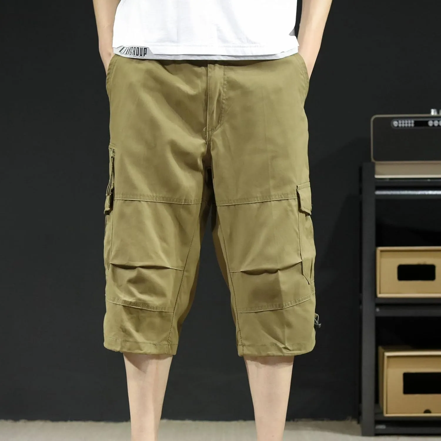 Men's Athletic Shorts Casual Cotton Stretch Drawstring Summer Beach Chino Golf Shorts with Pockets