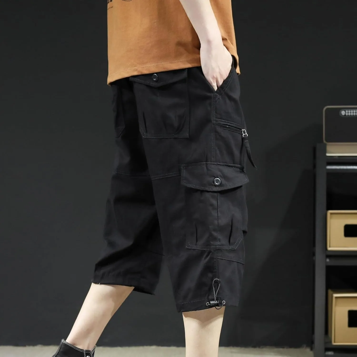 Men's Athletic Shorts Casual Cotton Stretch Drawstring Summer Beach Chino Golf Shorts with Pockets