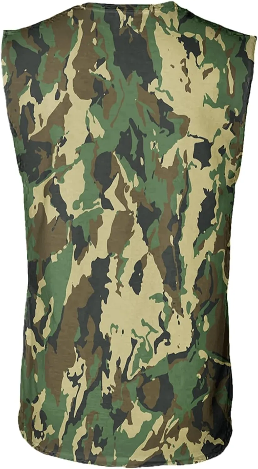 Men's Camo Print Tank Tops Big and Tall Camouflage Wild Sleeveless Vests Drying Athletic Sports Workout Muscle Shirts