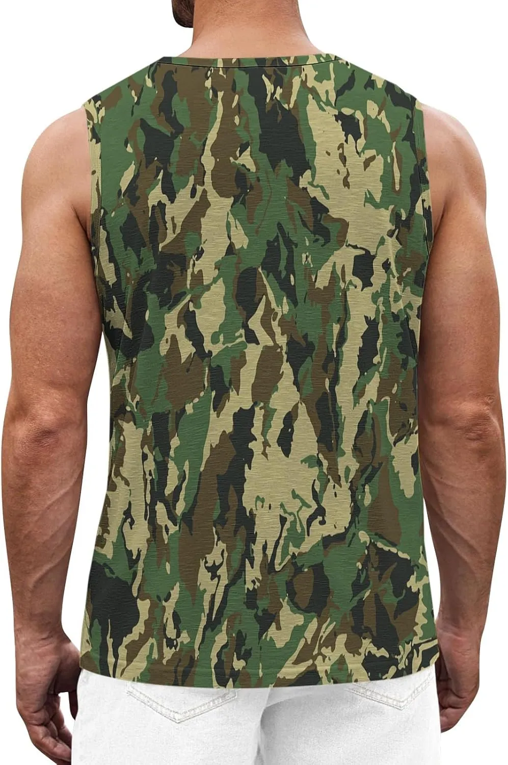 Men's Camo Print Tank Tops Big and Tall Camouflage Wild Sleeveless Vests Drying Athletic Sports Workout Muscle Shirts