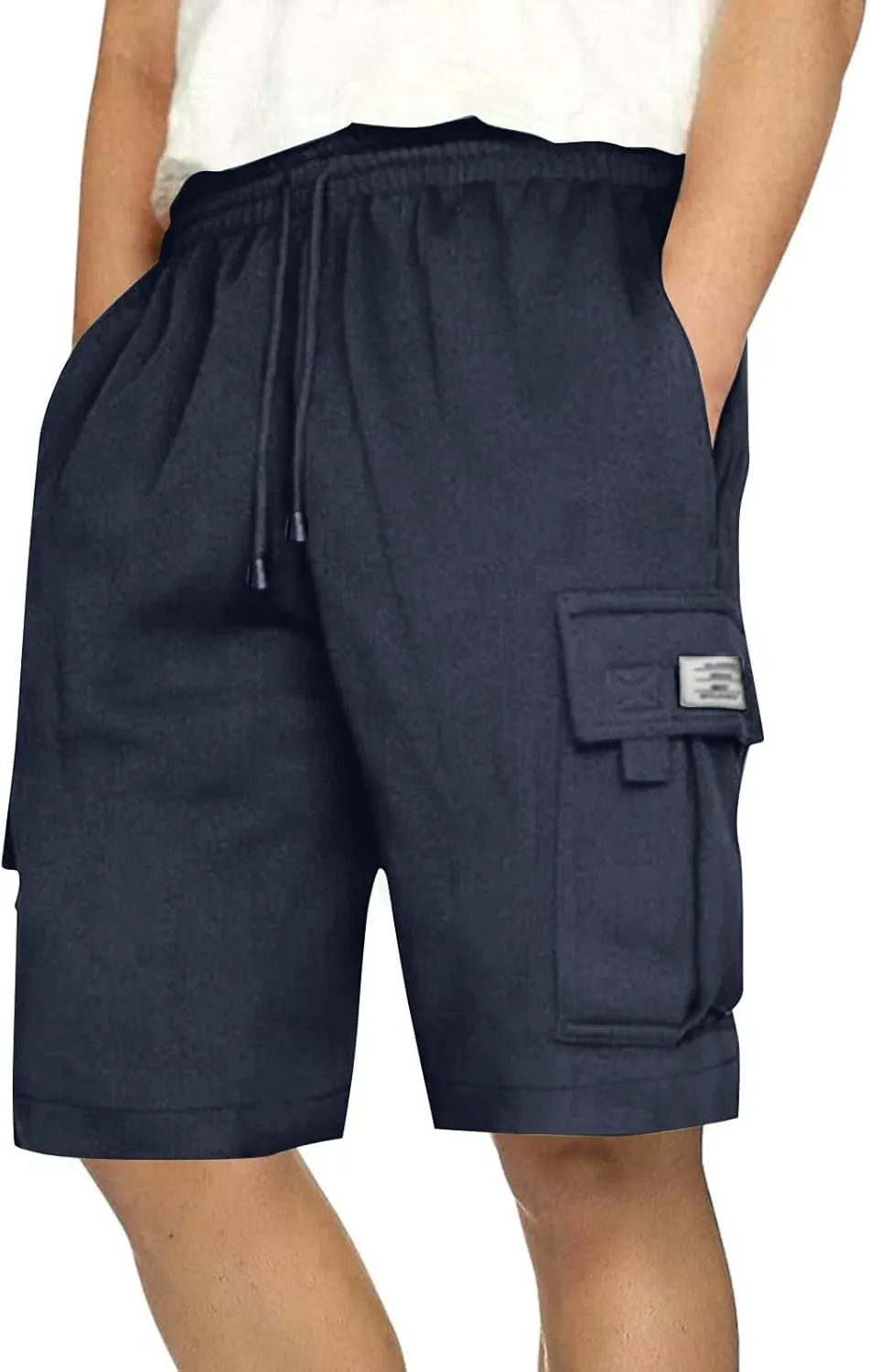 Mens Cargo Shorts Baggy Activewear Stretch Fashion Jogging Comfy with Pockets Biking Wide Leg Drawstring Shorts