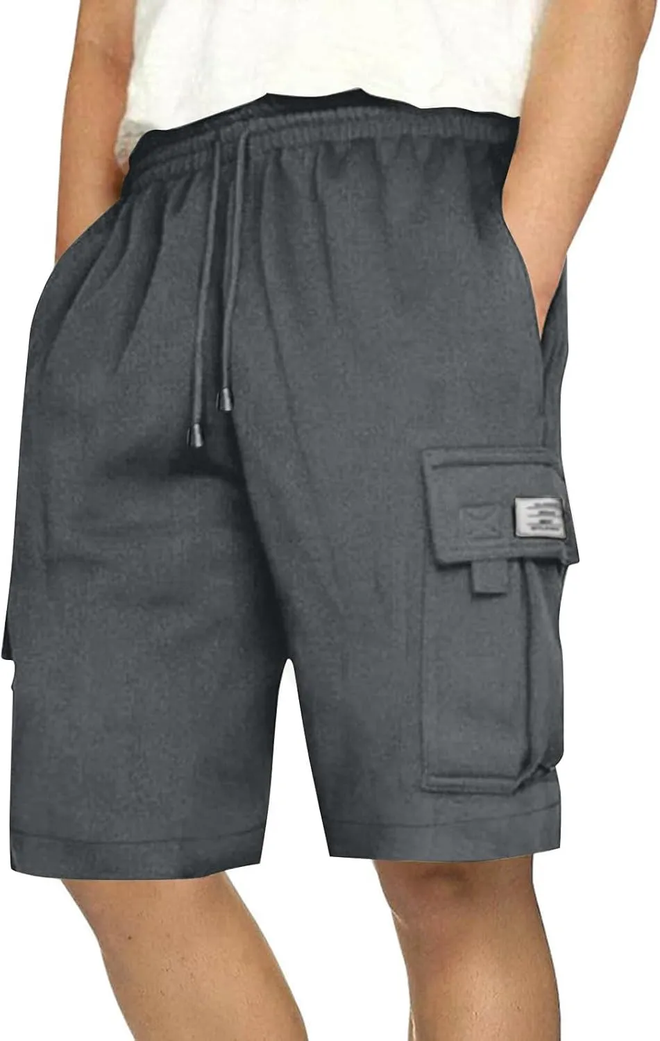 Mens Cargo Shorts Baggy Activewear Stretch Fashion Jogging Comfy with Pockets Biking Wide Leg Drawstring Shorts