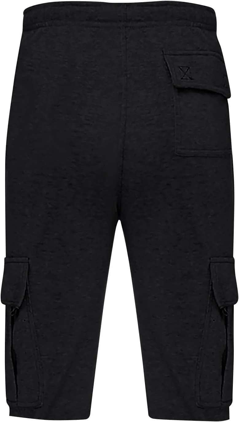Mens Cargo Shorts Baggy Activewear Stretch Fashion Jogging Comfy with Pockets Biking Wide Leg Drawstring Shorts