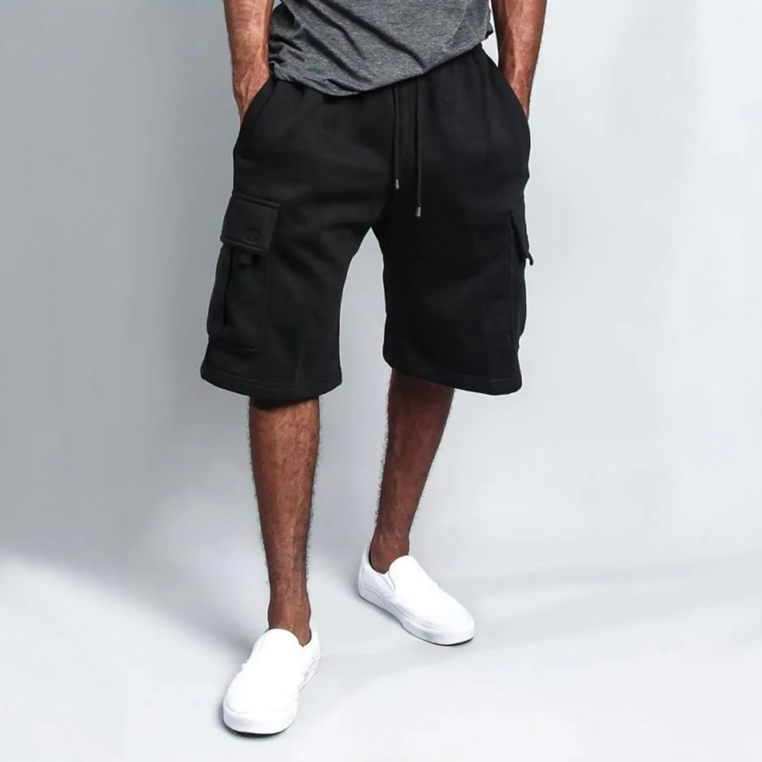 Mens Cargo Shorts Baggy Activewear Stretch Fashion Jogging Comfy with Pockets Biking Wide Leg Drawstring Shorts