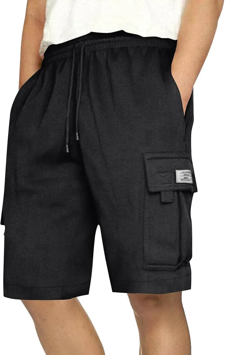 Mens Cargo Shorts Baggy Activewear Stretch Fashion Jogging Comfy with Pockets Biking Wide Leg Drawstring Shorts