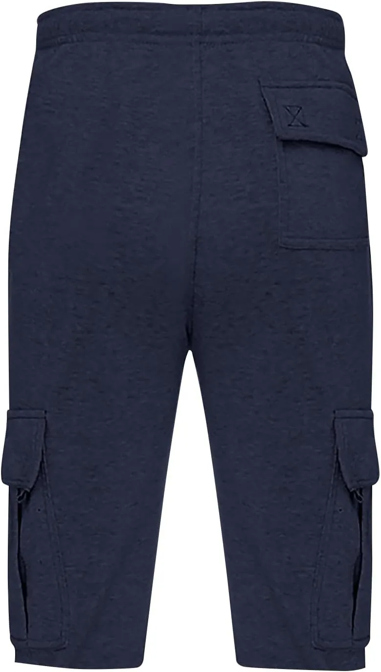 Mens Cargo Shorts Baggy Activewear Stretch Fashion Jogging Comfy with Pockets Biking Wide Leg Drawstring Shorts