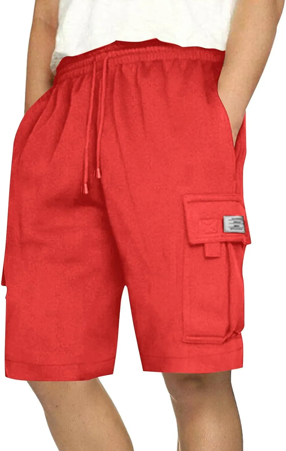 Mens Cargo Shorts Baggy Activewear Stretch Fashion Jogging Comfy with Pockets Biking Wide Leg Drawstring Shorts