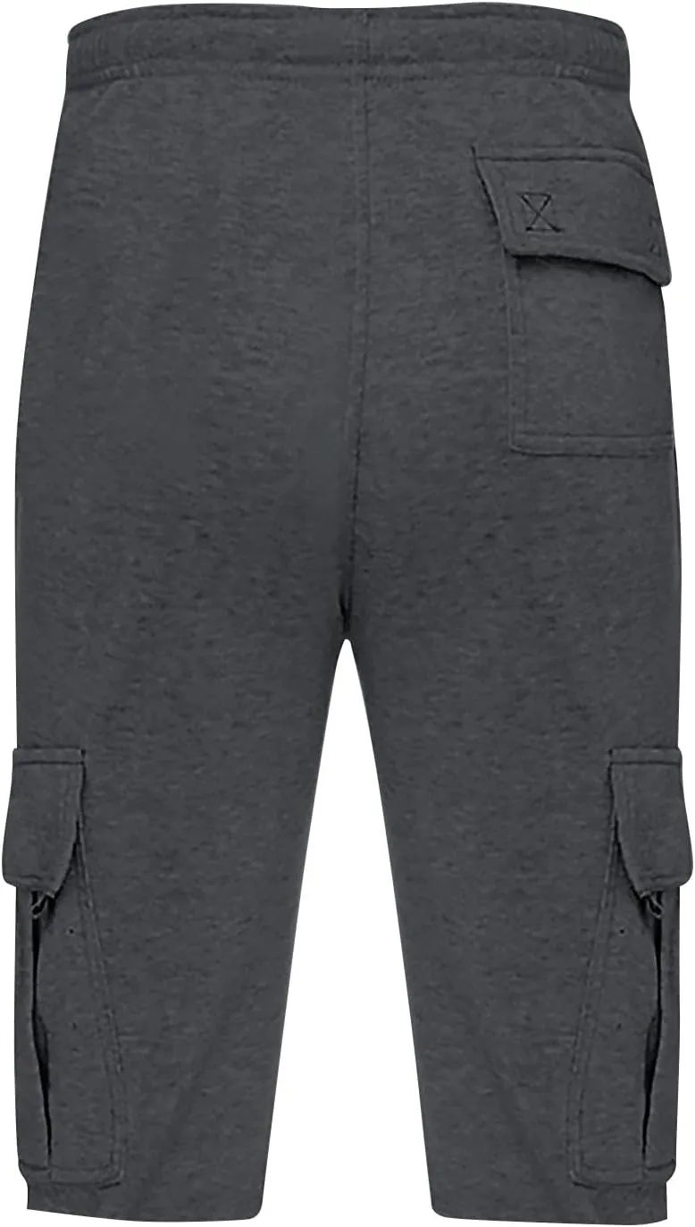 Mens Cargo Shorts Baggy Activewear Stretch Fashion Jogging Comfy with Pockets Biking Wide Leg Drawstring Shorts