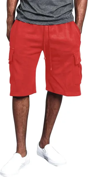Mens Cargo Shorts Baggy Activewear Stretch Fashion Jogging Comfy with Pockets Biking Wide Leg Drawstring Shorts