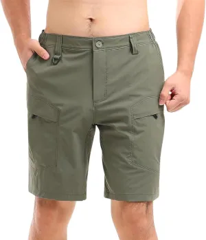 Men's Cargo Shorts Breathable Stretch Lightweight Short Pants with Multi Pockets Elastic Waist Soft Activewear