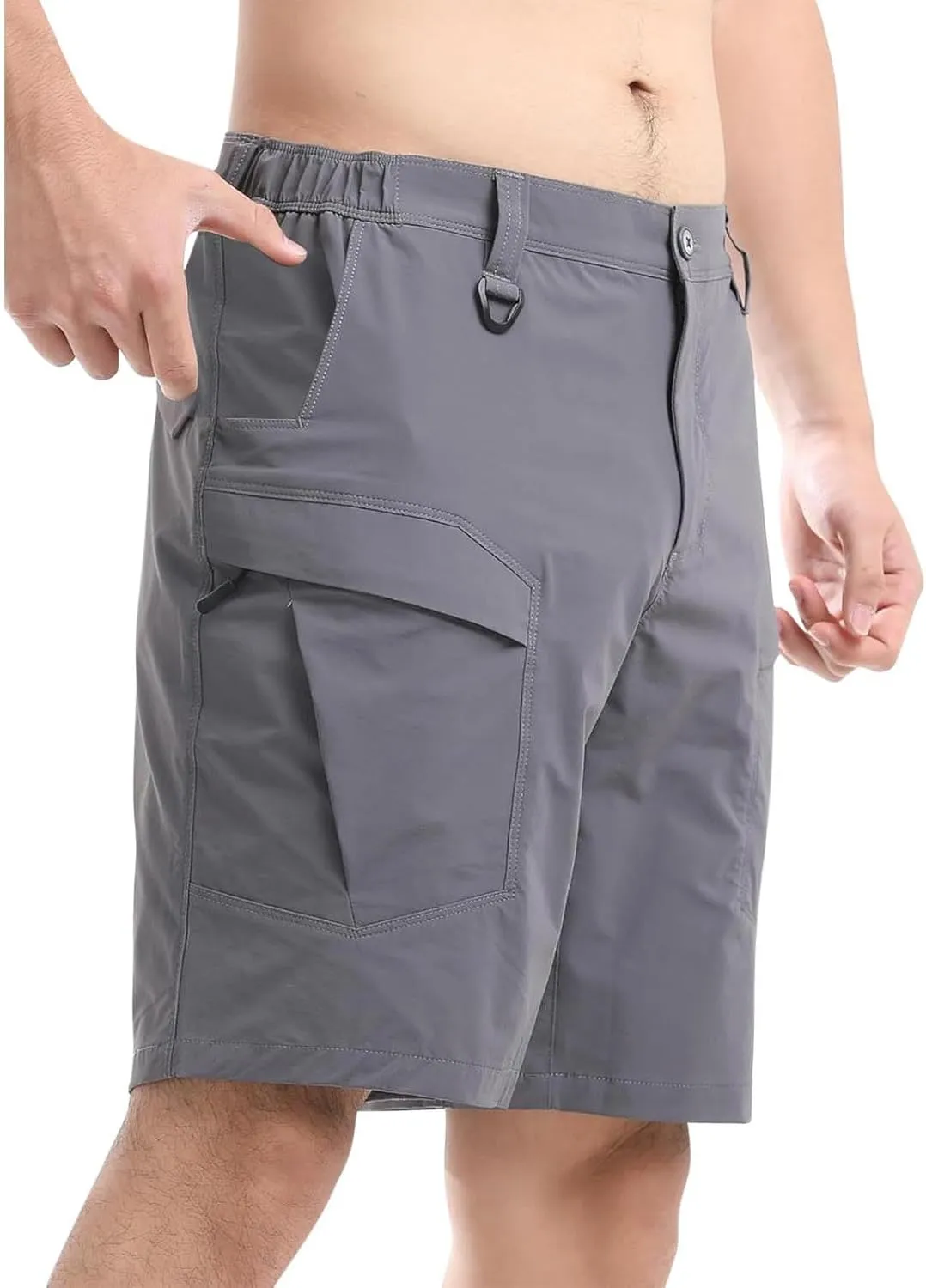 Men's Cargo Shorts Breathable Stretch Lightweight Short Pants with Multi Pockets Elastic Waist Soft Activewear