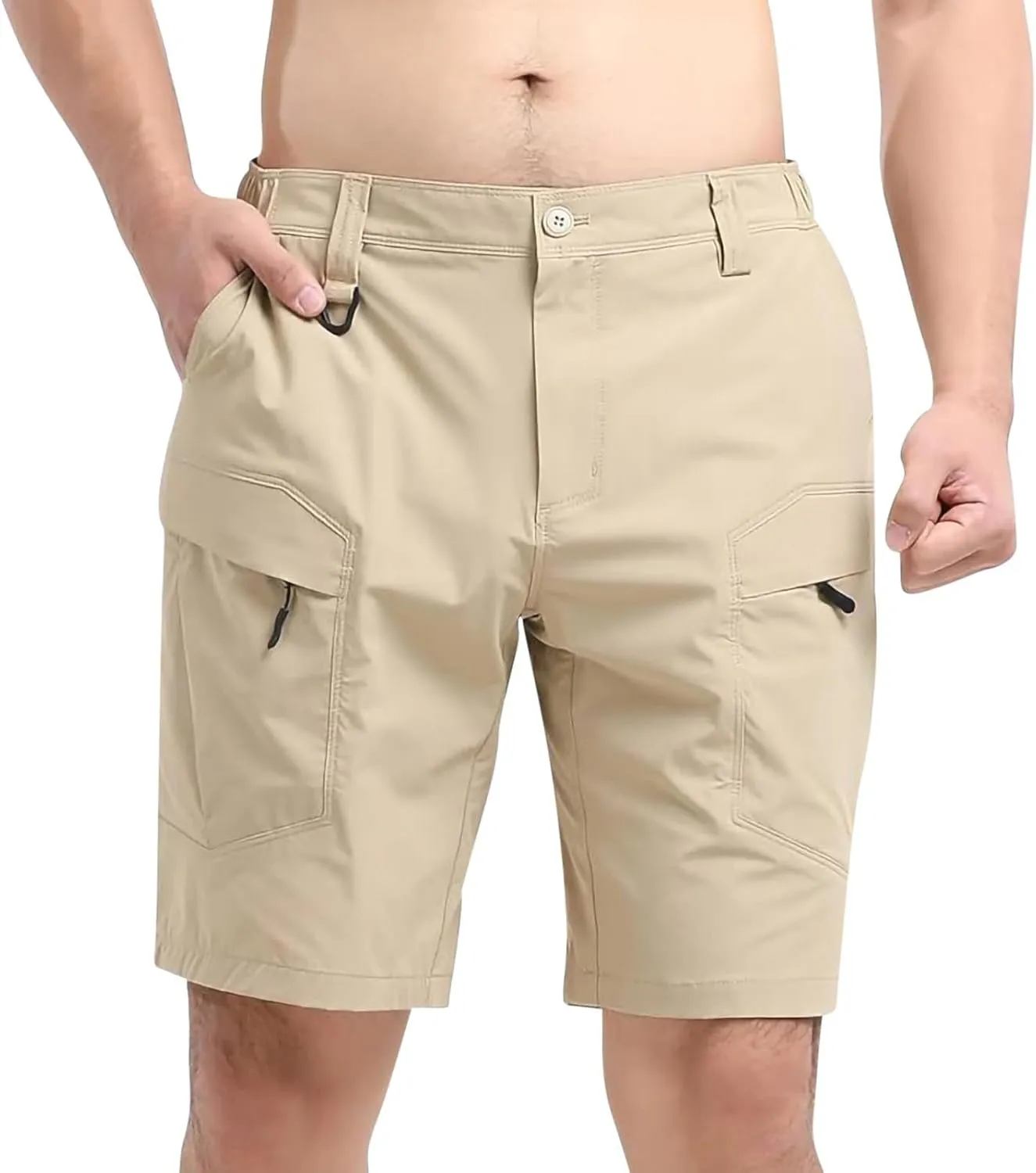 Men's Cargo Shorts Breathable Stretch Lightweight Short Pants with Multi Pockets Elastic Waist Soft Activewear