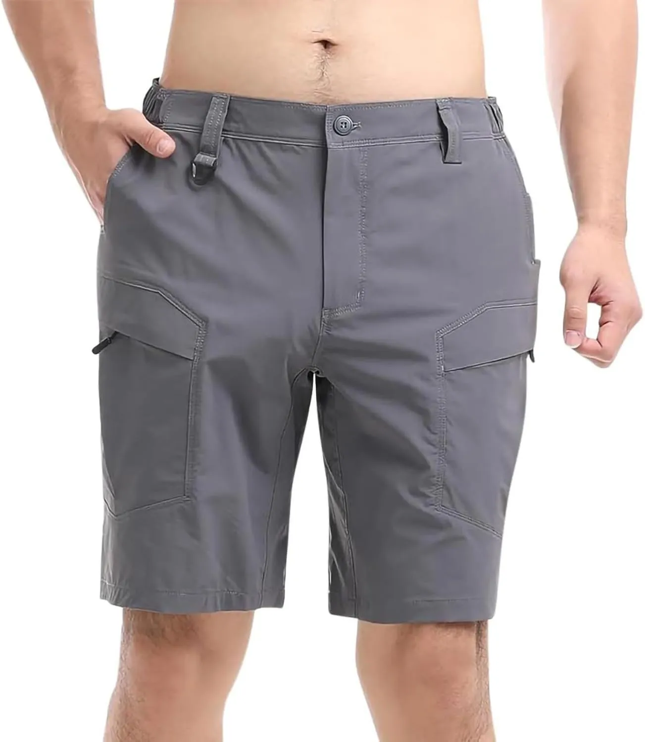 Men's Cargo Shorts Breathable Stretch Lightweight Short Pants with Multi Pockets Elastic Waist Soft Activewear