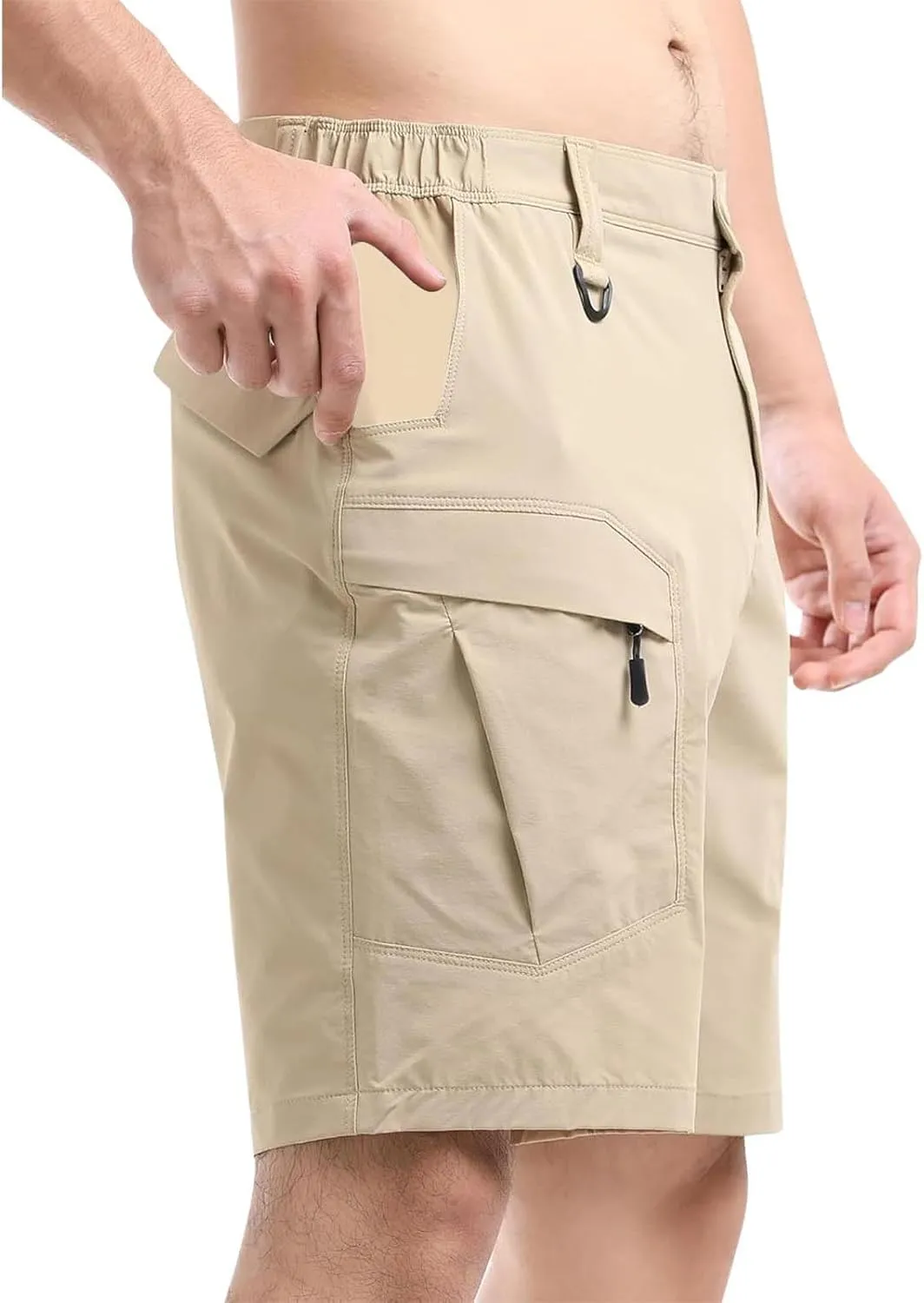 Men's Cargo Shorts Breathable Stretch Lightweight Short Pants with Multi Pockets Elastic Waist Soft Activewear
