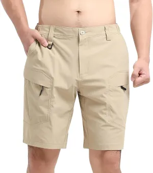 Men's Cargo Shorts Breathable Stretch Lightweight Short Pants with Multi Pockets Elastic Waist Soft Activewear