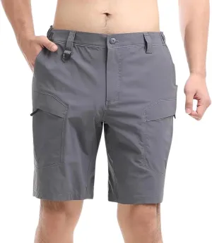 Men's Cargo Shorts Breathable Stretch Lightweight Short Pants with Multi Pockets Elastic Waist Soft Activewear
