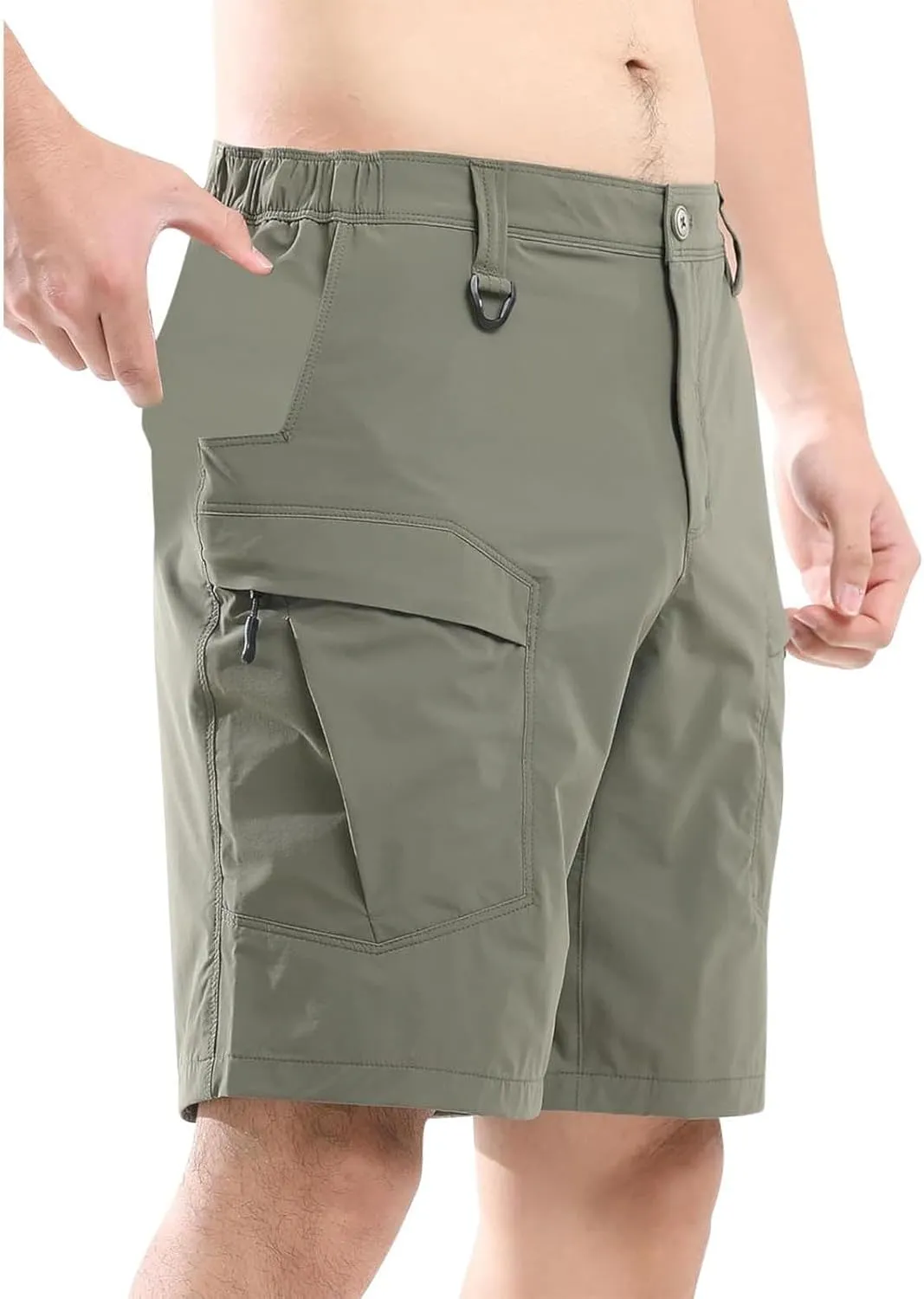 Men's Cargo Shorts Breathable Stretch Lightweight Short Pants with Multi Pockets Elastic Waist Soft Activewear