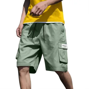 Mens Cargo Shorts Plus Size Athletic Workout Hiking Short Pants Solid Color Running Fitness Activewear