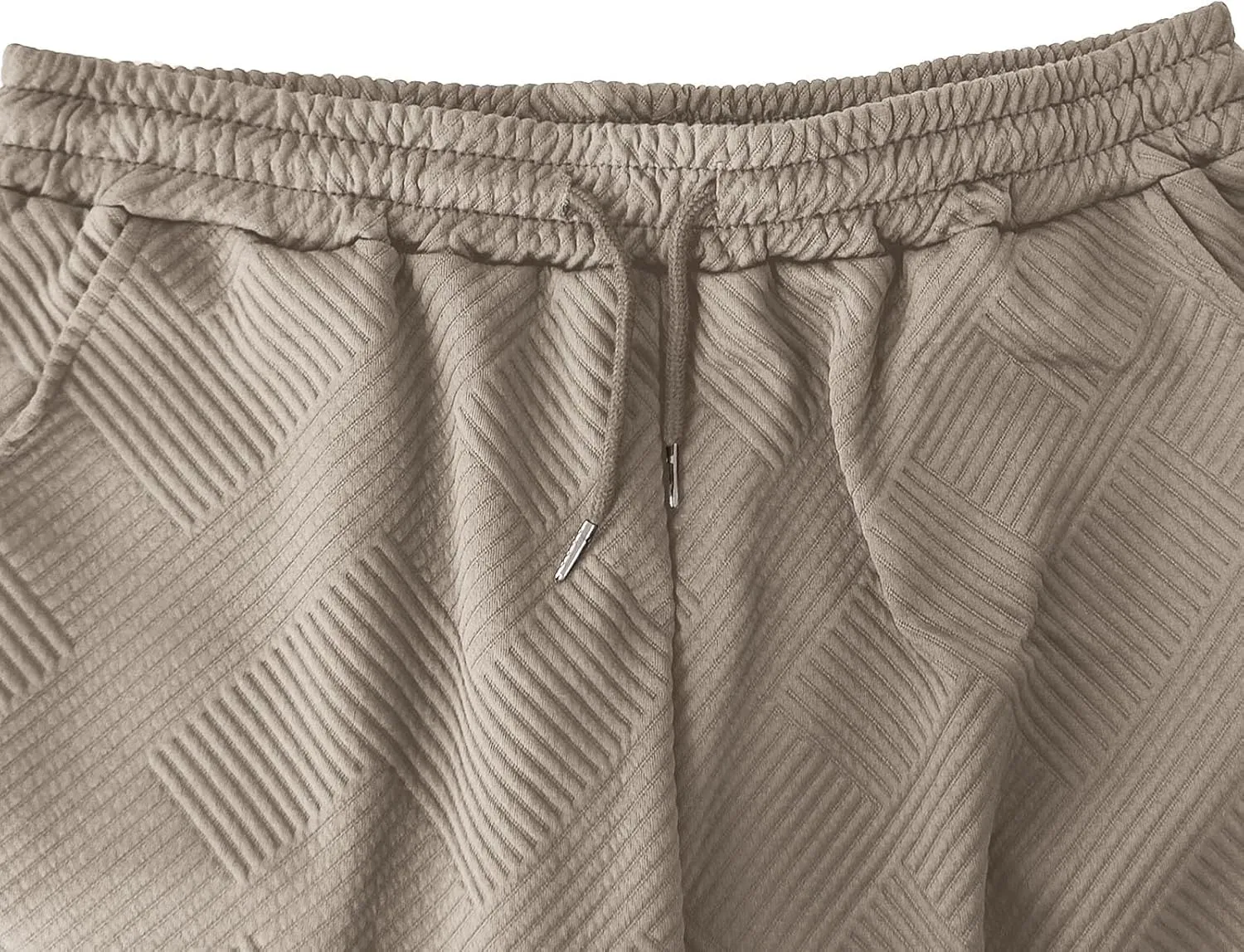 Mens Casual 7" Shorts Casual Elastic Waist Drawstring Pajama Bottoms Summer Sweat Shorts Texture with Pockets