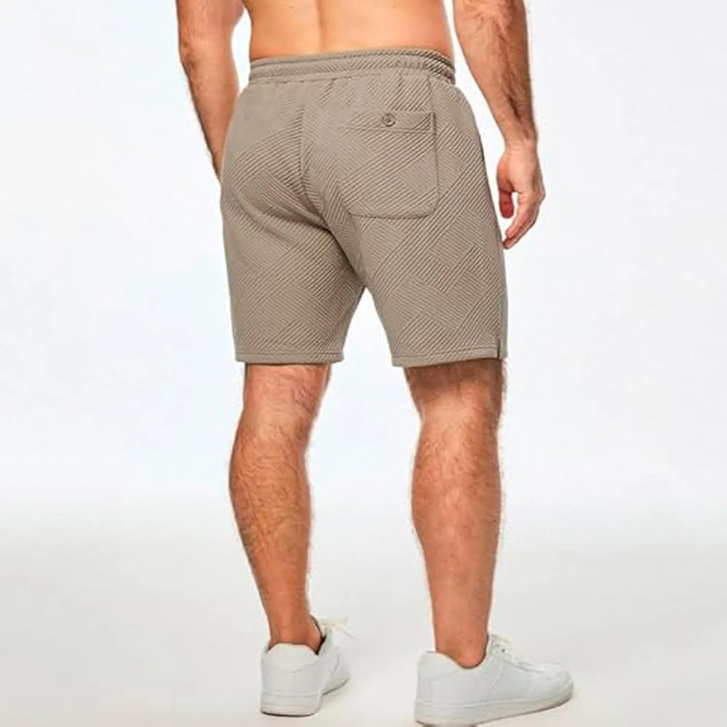 Mens Casual 7" Shorts Casual Elastic Waist Drawstring Pajama Bottoms Summer Sweat Shorts Texture with Pockets
