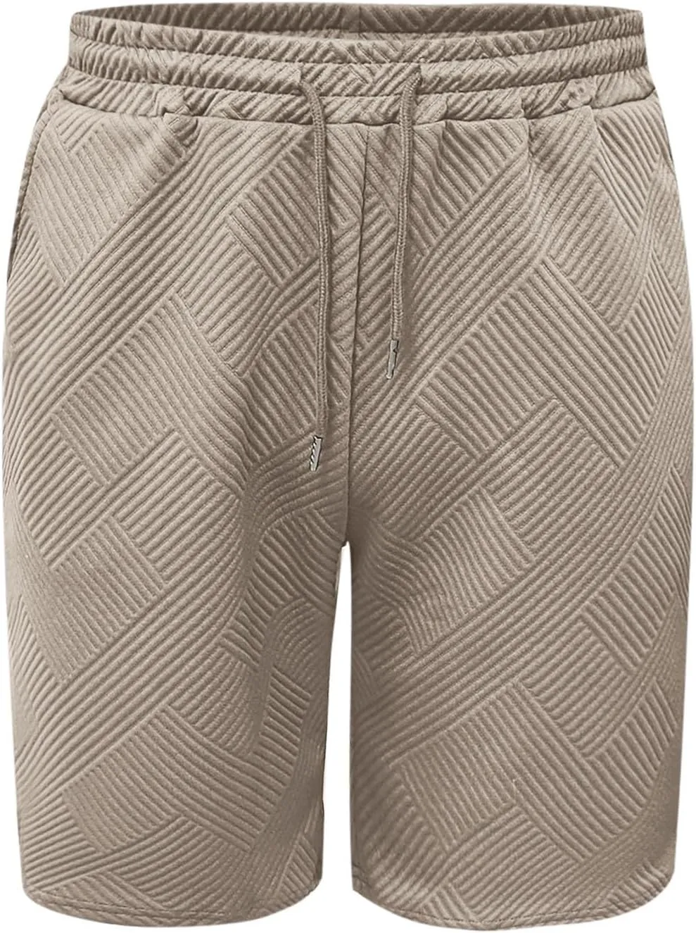 Mens Casual 7" Shorts Casual Elastic Waist Drawstring Pajama Bottoms Summer Sweat Shorts Texture with Pockets