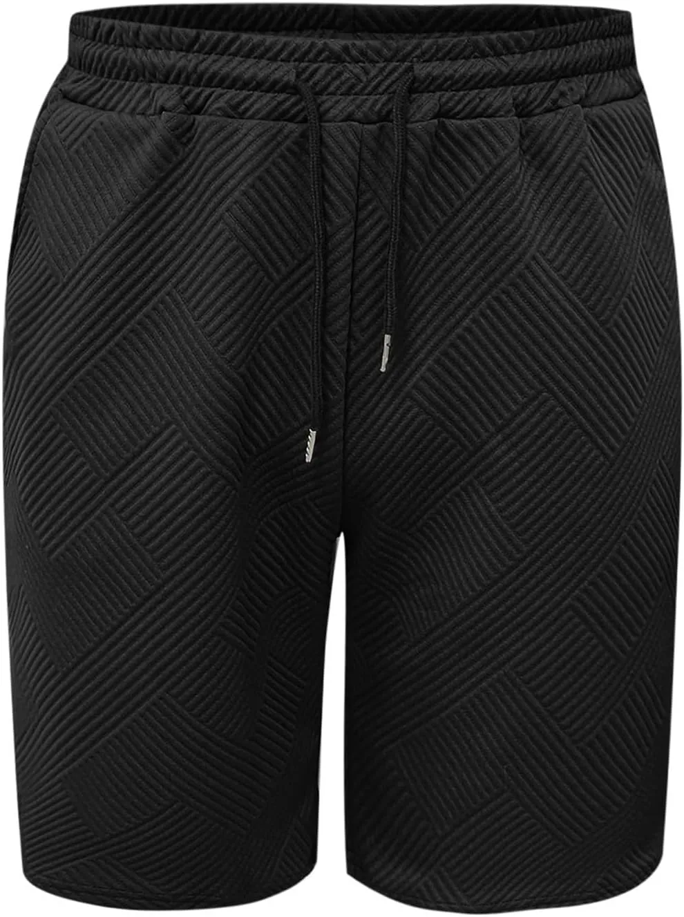 Mens Casual 7" Shorts Casual Elastic Waist Drawstring Pajama Bottoms Summer Sweat Shorts Texture with Pockets