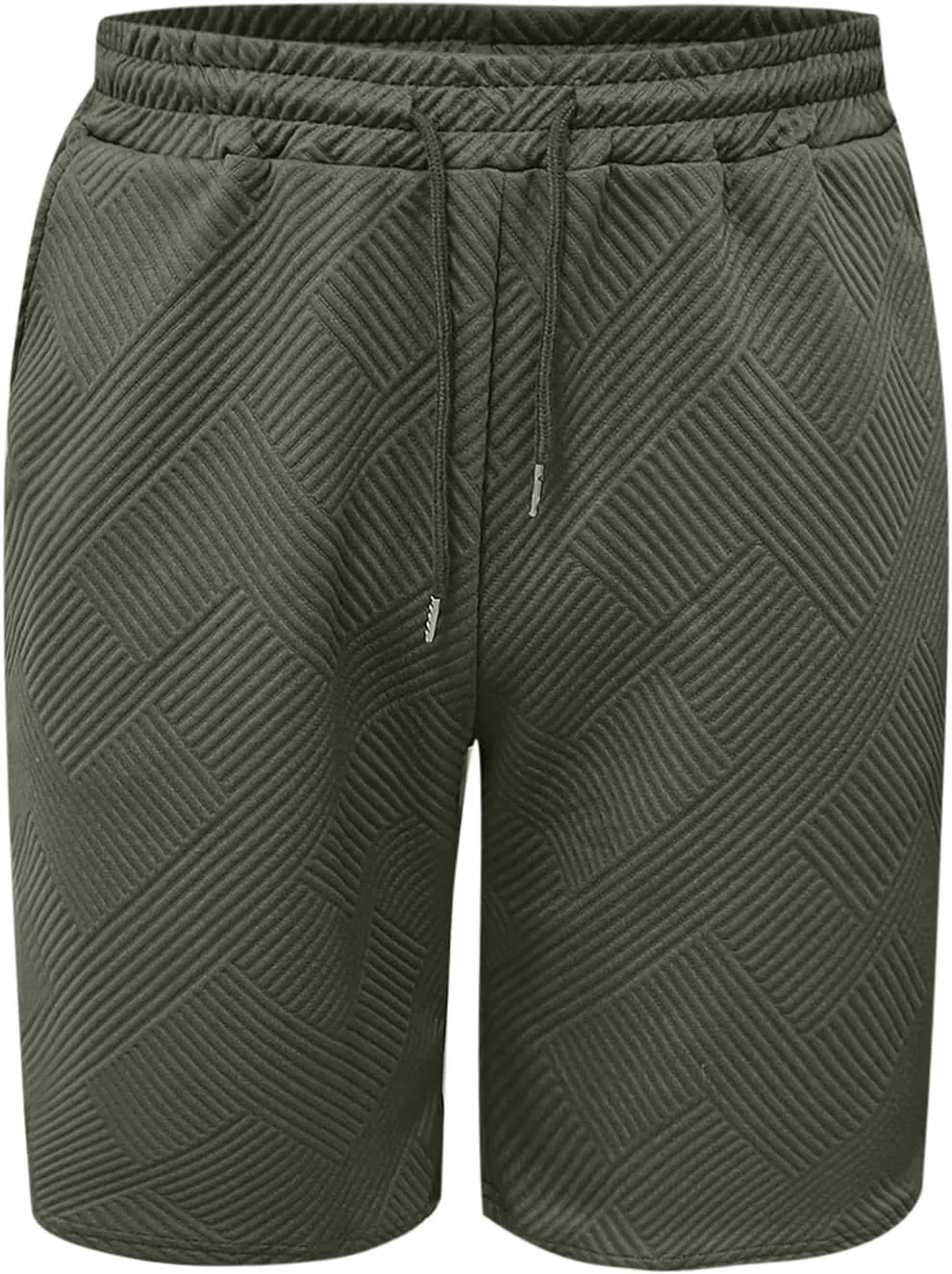 Mens Casual 7" Shorts Casual Elastic Waist Drawstring Pajama Bottoms Summer Sweat Shorts Texture with Pockets