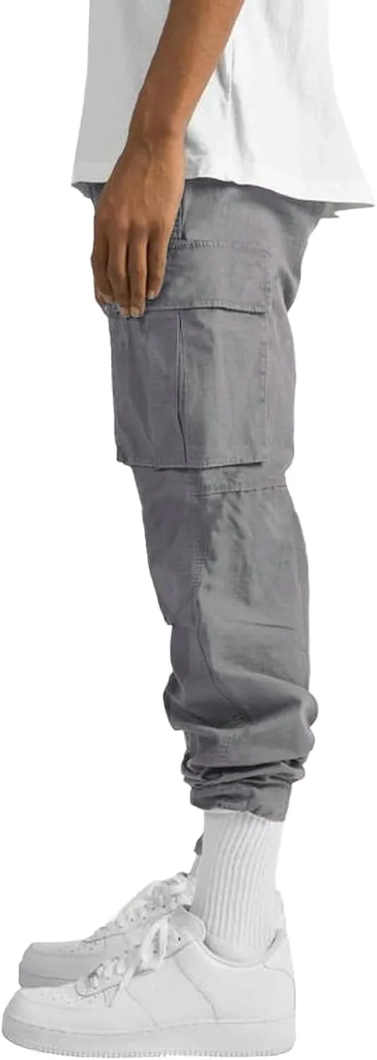 Mens Casual Cargo Pants Loose Fit Straight Leg Trendy Streetwear Hippie Pants Outdoor Activewear Drawstring Joggers