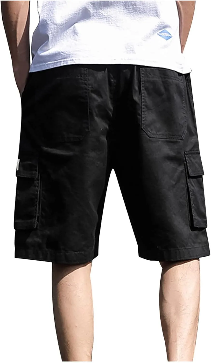 Men's Casual Cargo Shorts Summer Outdoor Drawstring Elastic Waist Workout Gym Athletic Activewear with Multi Pockets
